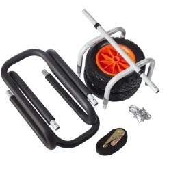 VEVOR Kayak Cart, 150 lbs Load Capacity, Stand Up Paddle Board Trolley with 10-inch Solid Rubber Tires & Kickstands, Paddle Board Carrier with Ratchet Strap for Paddleboard & Surfboard Transport