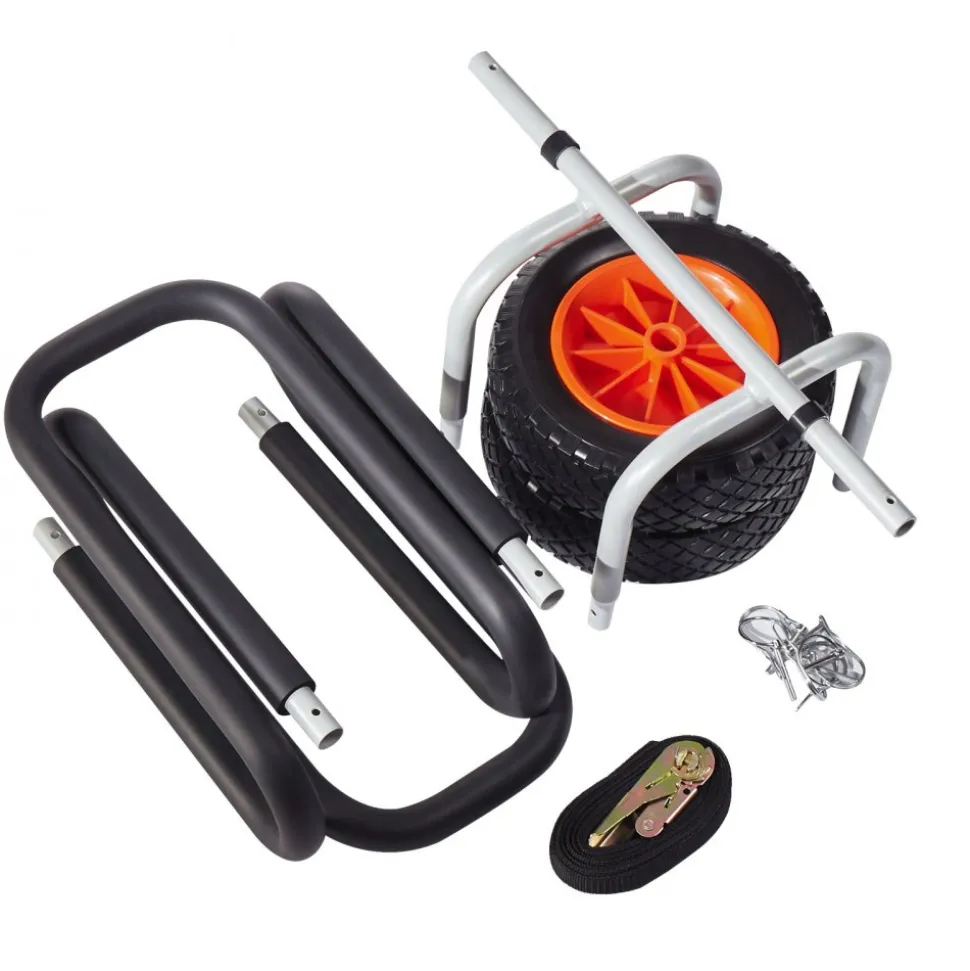 VEVOR Kayak Cart, 150 lbs Load Capacity, Stand Up Paddle Board Trolley with 10-inch Solid Rubber Tires & Kickstands, Paddle Board Carrier with Ratchet Strap for Paddleboard & Surfboard Transport