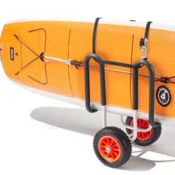 VEVOR Kayak Cart, 150 lbs Load Capacity, Stand Up Paddle Board Trolley with 10-inch Solid Rubber Tires & Kickstands, Paddle Board Carrier with Ratchet Strap for Paddleboard & Surfboard Transport