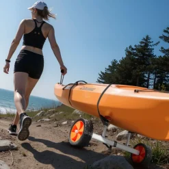 VEVOR Kayak Cart, 230 lbs Load Capacity, Canoe Cart Dolly with 10-inch Solid PU Tires & Kickstand, Assembles & Disassembles Within Seconds, Paddle Board Trolley for Kayaks, Canoes, Paddleboards