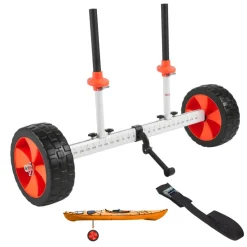 VEVOR Kayak Cart, 230 lbs Load Capacity, Canoe Cart Dolly with 10-inch Solid PU Tires & Kickstand, Assembles & Disassembles Within Seconds, Paddle Board Trolley for Kayaks, Canoes, Paddleboards