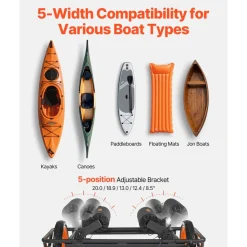 VEVOR Kayak Cart, 330 lbs Load Capacity, Canoe Cart Dolly with 15-inch Solid Rubber Tires & Kickstand, Assembles & Disassembles Within Seconds, Paddle Board Trolley for Kayaks, Canoes, Paddleboards