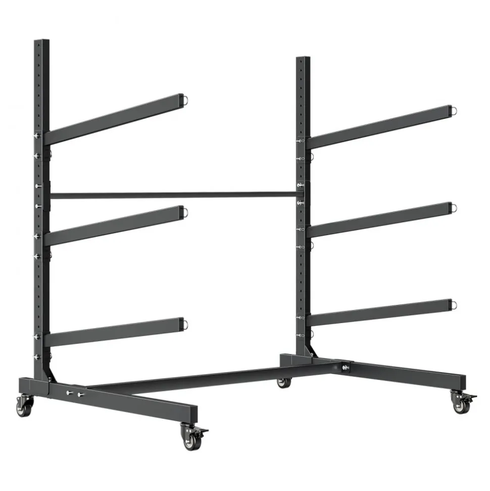 VEVOR Kayak Storage Rack for 3 Kayaks, Holds 200 lbs, Heavy Duty Adjustable Freestanding Stand with Lockable Wheels for Indoor Outdoor Garage Shed Dock, Holder for Canoe, SUP, Surfboard & Paddleboard