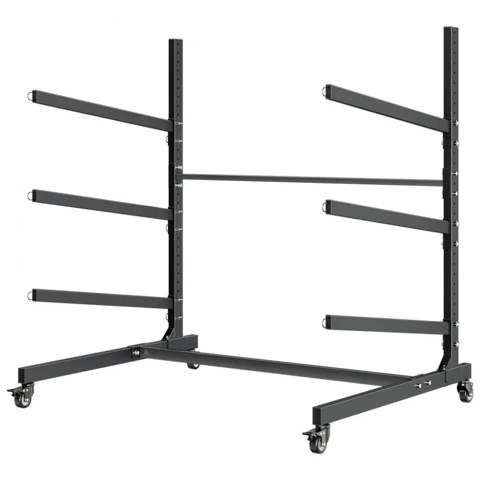 VEVOR Kayak Storage Rack for 3 Kayaks, Holds 200 lbs, Heavy Duty Adjustable Freestanding Stand with Lockable Wheels for Indoor Outdoor Garage Shed Dock, Holder for Canoe, SUP, Surfboard & Paddleboard
