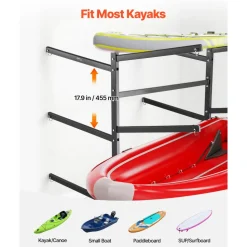 VEVOR Kayak Storage Rack for 6 Kayaks, Holds 400 lbs, Heavy Duty Freestanding Stand for Indoor Outdoor Garage Shed Dock, Storage Rack Stand Holder for Canoe, Small Boat, SUP, Surfboard & Paddleboard