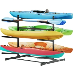 VEVOR Kayak Storage Rack for 6 Kayaks, Holds 400 lbs, Heavy Duty Freestanding Stand for Indoor Outdoor Garage Shed Dock, Storage Rack Stand Holder for Canoe, Small Boat, SUP, Surfboard & Paddleboard