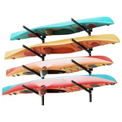 VEVOR Kayak Storage Rack for 4 Kayaks, Holds 300 lbs, Heavy Duty Adjustable Wall Mount Stand for Indoor Outdoor Garage Shed Dock, Storage Holder for Canoe, Small Boat, SUP, Surfboard & Paddleboard