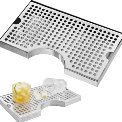 VEVOR Kegerator Beer Drip Tray, 304 Stainless Steel Keg Drip Trays with 4 Non-Slip Rubber Pads and Detachable Cover, Heat / Cold Resistant Beer Tower Drip Pan for Bar Restaurant Coffee Shop Home