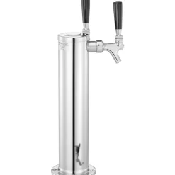 VEVOR Kegerator Tower Kit, Dual Taps Beer Conversion Kit, Stainless Steel Keg Beer Tower Dispenser with Dual Gauge CGA320 Regulator & D-System Keg Coupler, Self-Closing Spring for Party Bar Home