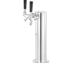 VEVOR Kegerator Tower Kit, Dual Taps Beer Conversion Kit, Stainless Steel Keg Beer Tower Dispenser with Dual Gauge CGA320 Regulator & D-System Keg Coupler, Self-Closing Spring for Party Bar Home