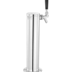 VEVOR Kegerator Tower Kit, Single Tap Beer Conversion Kit, Stainless Steel Keg Beer Tower Dispenser with Dual Gauge CGA320 Regulator & D-System Keg Coupler, Self-Closing Spring for Party Bar Home