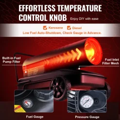 VEVOR Kerosene Forced Air Heater, 175000 BTU Portable Air Space Heater with Thermostat, 13.2 Gallon Tank Energy-Efficient heavy-duty Heater, for Indoor Outdoor Use Workshop Industry