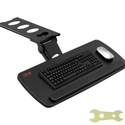 VEVOR Keyboard Tray under Desk Adjustable Height, Height and Angle Adjustable under Desk Keyboard Tray Slide out, Large 25x9.8 inch Keyboard Holder under Desk for Typing in Home, Office Work