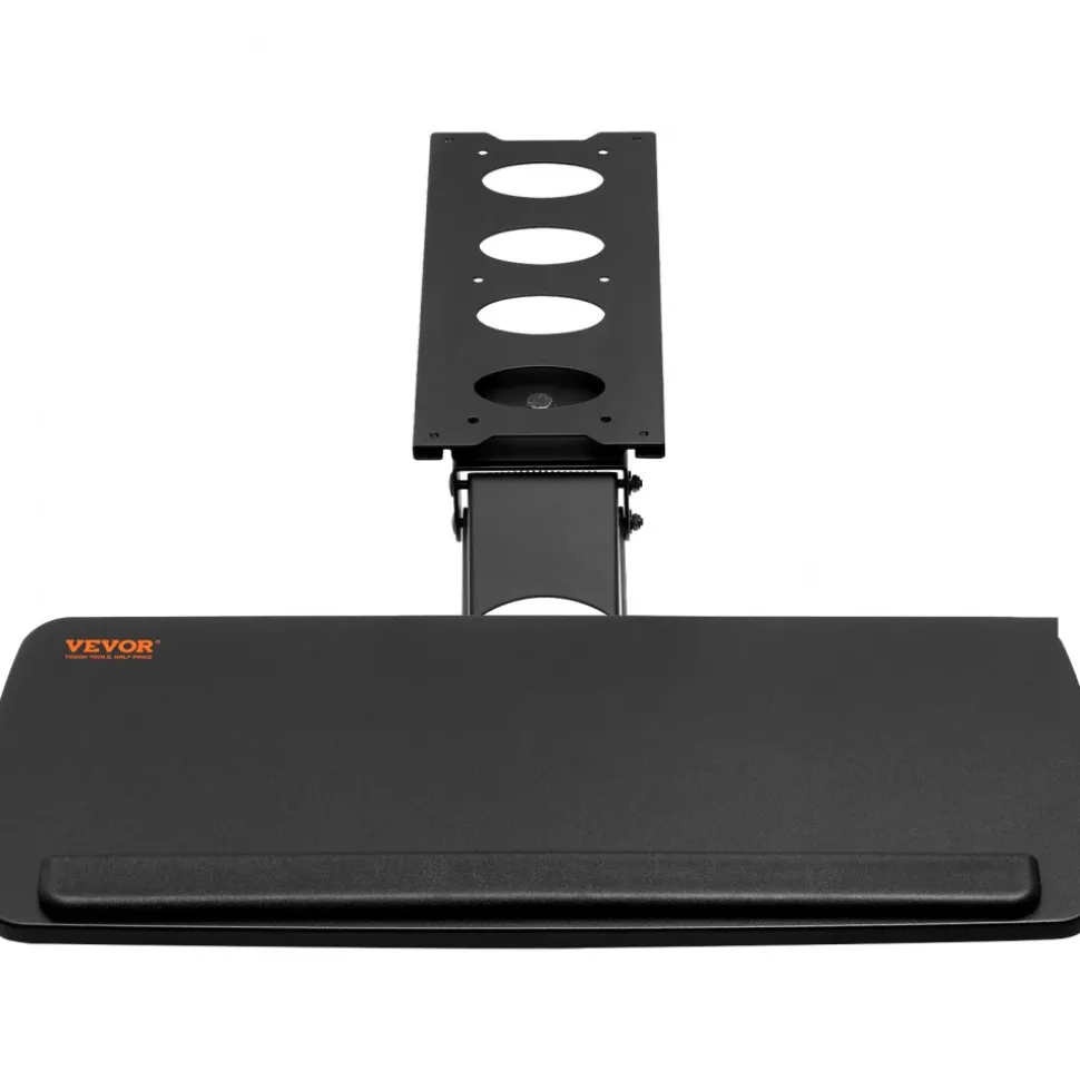 VEVOR Keyboard Tray under Desk Adjustable Height, Height and Angle Adjustable under Desk Keyboard Tray Slide out, Large 25x9.8 inch Keyboard Holder under Desk for Typing in Home, Office Work