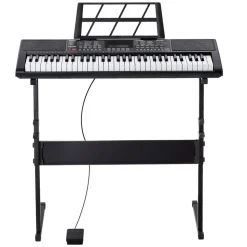 VEVOR 61 Key Digital Keyboard Piano, Lighted Keys, Electric Portable Piano with Adjustable Stand 600 Tones 500 Rhythms Built-In Speakers Sustain Pedal Headphones, USB MIDI for Beginners