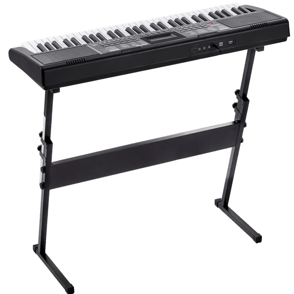 VEVOR 61 Key Digital Keyboard Piano, Lighted Keys, Electric Portable Piano with Adjustable Stand 600 Tones 500 Rhythms Built-In Speakers Sustain Pedal Headphones, USB MIDI for Beginners