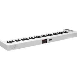 VEVOR 61 Key Folding Keyboard Piano, Bluetooth & MIDI, Portable Electronic Digital Foldable Piano with Sustain Pedal Touch Sensitive Lighted Keys Bag, Rechargeable for Beginners Teens Adults, White