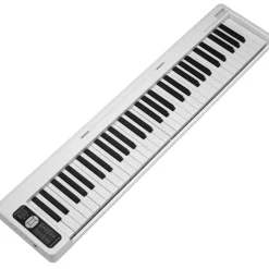 VEVOR 61 Key Folding Keyboard Piano, Bluetooth & MIDI, Portable Electronic Digital Foldable Piano with Sustain Pedal Touch Sensitive Lighted Keys Bag, Rechargeable for Beginners Teens Adults, White