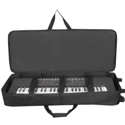 VEVOR 61 Key Keyboard Case, 40.9 x 16.9 x 5.1 in Interior, Padded Rolling Piano Case with Wheels, Sturdy Handle, 3-Pocket Storage, Gig Bag with Smooth Wheels, for 88 Note Keyboards and Electric Pianos