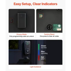 VEVOR Keyless Entry Door Lock with Handle Set, Electronic Keypad Deadbolt with Lever Handles, Pioneering Easy-Grip Design, Customizable User Codes, Keyed Entry, Auto Lock, Anti-Peeking, Matte Black