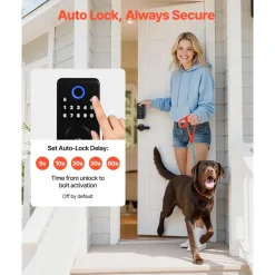 VEVOR Keyless Entry Door Lock with Handle Set, Electronic Keypad Deadbolt with Lever Handles, Pioneering Easy-Grip Design, Customizable User Codes, Keyed Entry, Auto Lock, Anti-Peeking, Matte Black