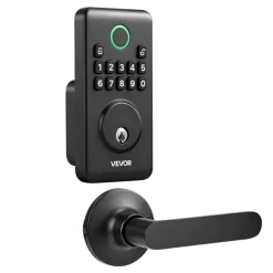 VEVOR Keyless Entry Door Lock with Handle Set, Electronic Keypad Deadbolt with Lever Handles, Pioneering Easy-Grip Design, Customizable User Codes, Keyed Entry, Auto Lock, Anti-Peeking, Matte Black