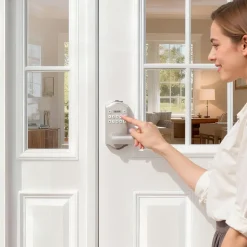 VEVOR Keyless Entry Door Lock with Handle, Electronic Lever Door Handle with Keypad, Customizable User Codes, Keyed Entry, Auto Lock, Anti-Peeking Password, Backlit Keypad, for Home, Satin Nickel