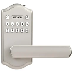 VEVOR Keyless Entry Door Lock with Handle, Electronic Lever Door Handle with Keypad, Customizable User Codes, Keyed Entry, Auto Lock, Anti-Peeking Password, Backlit Keypad, for Home, Satin Nickel