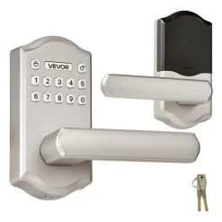 VEVOR Keyless Entry Door Lock with Handle, Electronic Lever Door Handle with Keypad, Customizable User Codes, Keyed Entry, Auto Lock, Anti-Peeking Password, Backlit Keypad, for Home, Satin Nickel