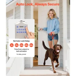VEVOR Keyless Entry Door Lock with Handle, Electronic Lever Door Handle with Keypad, Customizable User Codes, Keyed Entry, Auto Lock, Anti-Peeking Password, Backlit Keypad, for Home, Satin Nickel