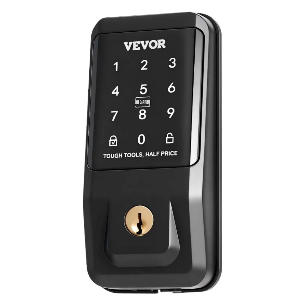 VEVOR Keyless Entry Door Lock with Handle Set, Touchpad Electronic Deadbolt with IC Card, Customizable User Codes, Keyed Entry, Auto Lock, Anti-Peeking Password, Backlit, for Home, Matte Black