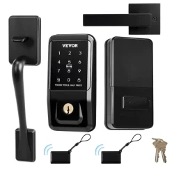VEVOR Keyless Entry Door Lock with Handle Set, Touchpad Electronic Deadbolt with IC Card, Customizable User Codes, Keyed Entry, Auto Lock, Anti-Peeking Password, Backlit, for Home, Matte Black