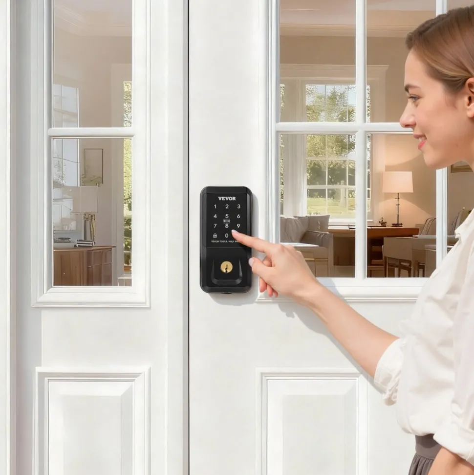 VEVOR Keyless Entry Door Lock, Touchpad Electronic Deadbolt with IC Card, Customizable User Codes, Keyed Entry, Auto Lock, Anti-Peeking Password, Backlit, Easy Installation, for Home, Matte Black