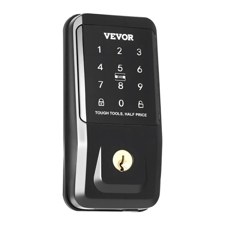 VEVOR Keyless Entry Door Lock, Touchpad Electronic Deadbolt with IC Card, Customizable User Codes, Keyed Entry, Auto Lock, Anti-Peeking Password, Backlit, Easy Installation, for Home, Matte Black