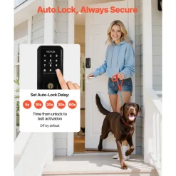 VEVOR Keyless Entry Door Lock, Touchpad Electronic Deadbolt with IC Card, Customizable User Codes, Keyed Entry, Auto Lock, Anti-Peeking Password, Backlit, Easy Installation, for Home, Matte Black