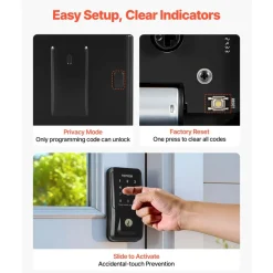 VEVOR Keyless Entry Door Lock, Touchpad Electronic Deadbolt with IC Card, Customizable User Codes, Keyed Entry, Auto Lock, Anti-Peeking Password, Backlit, Easy Installation, for Home, Matte Black