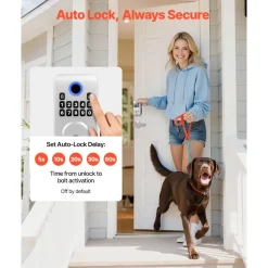 VEVOR Keyless Entry Door Lock, Electronic Deadbolt with Customizable User Codes, Pioneering Easy-Grip Design, Keyed Entry, Auto Lock, Anti-Peeking Password, Backlit Keypad, for Home, Apartment, Silver