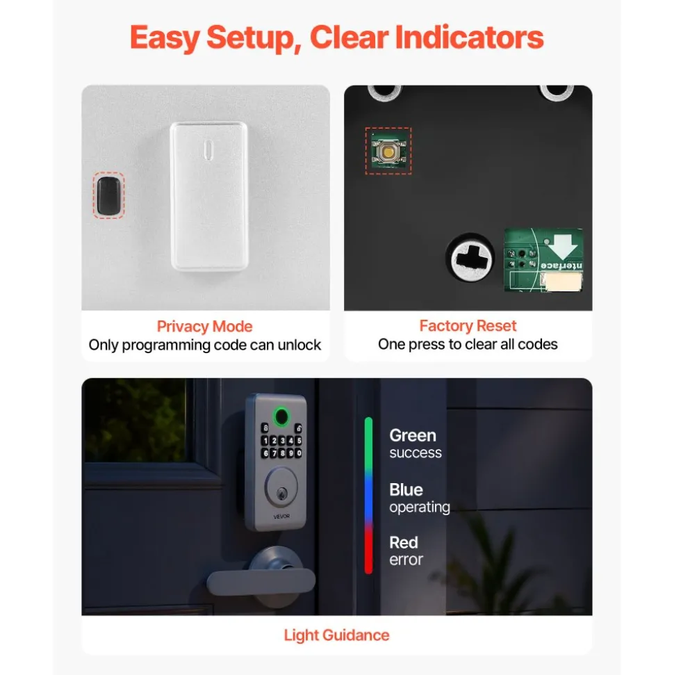 VEVOR Keyless Entry Door Lock, Electronic Deadbolt with Customizable User Codes, Pioneering Easy-Grip Design, Keyed Entry, Auto Lock, Anti-Peeking Password, Backlit Keypad, for Home, Apartment, Silver