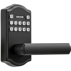 VEVOR Keyless Entry Door Lock with Handle, Electronic Lever Door Handle with Keypad, Customizable User Codes, Keyed Entry, Auto Lock, Anti-Peeking Password, Backlit Keypad, for Home, Matte Black