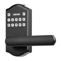 VEVOR Keyless Entry Door Lock with Handle, Electronic Lever Door Handle with Keypad, Customizable User Codes, Keyed Entry, Auto Lock, Anti-Peeking Password, Backlit Keypad, for Home, Matte Black