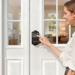 VEVOR Keyless Entry Door Lock with Handle, Electronic Lever Door Handle with Keypad, Customizable User Codes, Keyed Entry, Auto Lock, Anti-Peeking Password, Backlit Keypad, for Home, Matte Black