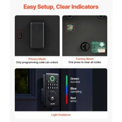 VEVOR Keyless Entry Door Lock, Electronic Deadbolt with Customizable User Codes, Pioneering Easy-Grip Design, Keyed Entry, Auto Lock, Anti-Peeking Password, Backlit Keypad, for Home, Matte Black