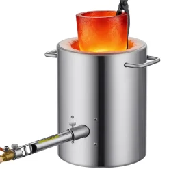 VEVOR 6KG Propane Melting Furnace Kit, Large Capacity Foundry Home Kilns, Blacksmithing Forge with Crucible & Tongs Kiln, Stainless Steel, For Metal Scrap Recycle, Gold Copper Silver Casting