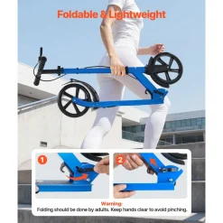 VEVOR Kick Scooter for Kids Ages 8+, Teens & Adults, 2-Wheel Toddler Scooter with Adjustable Height Handlebar, Wide Anti-Slip Deck, Foldable Lightweight Frame for Boys & Girls up to 220 lbs, Gray