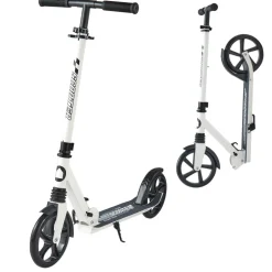 VEVOR Kick Scooter for Kids Ages 8+, Teens & Adults, 2-Wheel Toddler Scooter with Adjustable Height Handlebar, Wide Anti-Slip Deck, Foldable Lightweight for Boys & Girls up to 220 lbs, White + Black