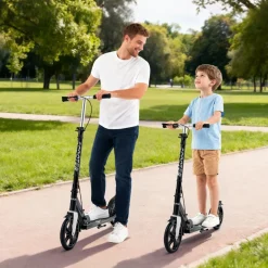 VEVOR Kick Scooter for Kids Ages 3+, 2-Wheel Toddler Scooter with Light-Up Wheels, Adjustable Height Handlebar, Wide Anti-Slip Deck, Foldable Lightweight Frame for Boys & Girls up to 110 lbs, Blue