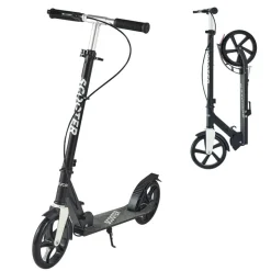 VEVOR Kick Scooter for Kids Ages 8+, Teens & Adults, 2-Wheel Toddler Scooter with Adjustable Height Handlebar, Wide Anti-Slip Deck, Foldable Lightweight for Boys & Girls up to 220 lbs, Black + Silver