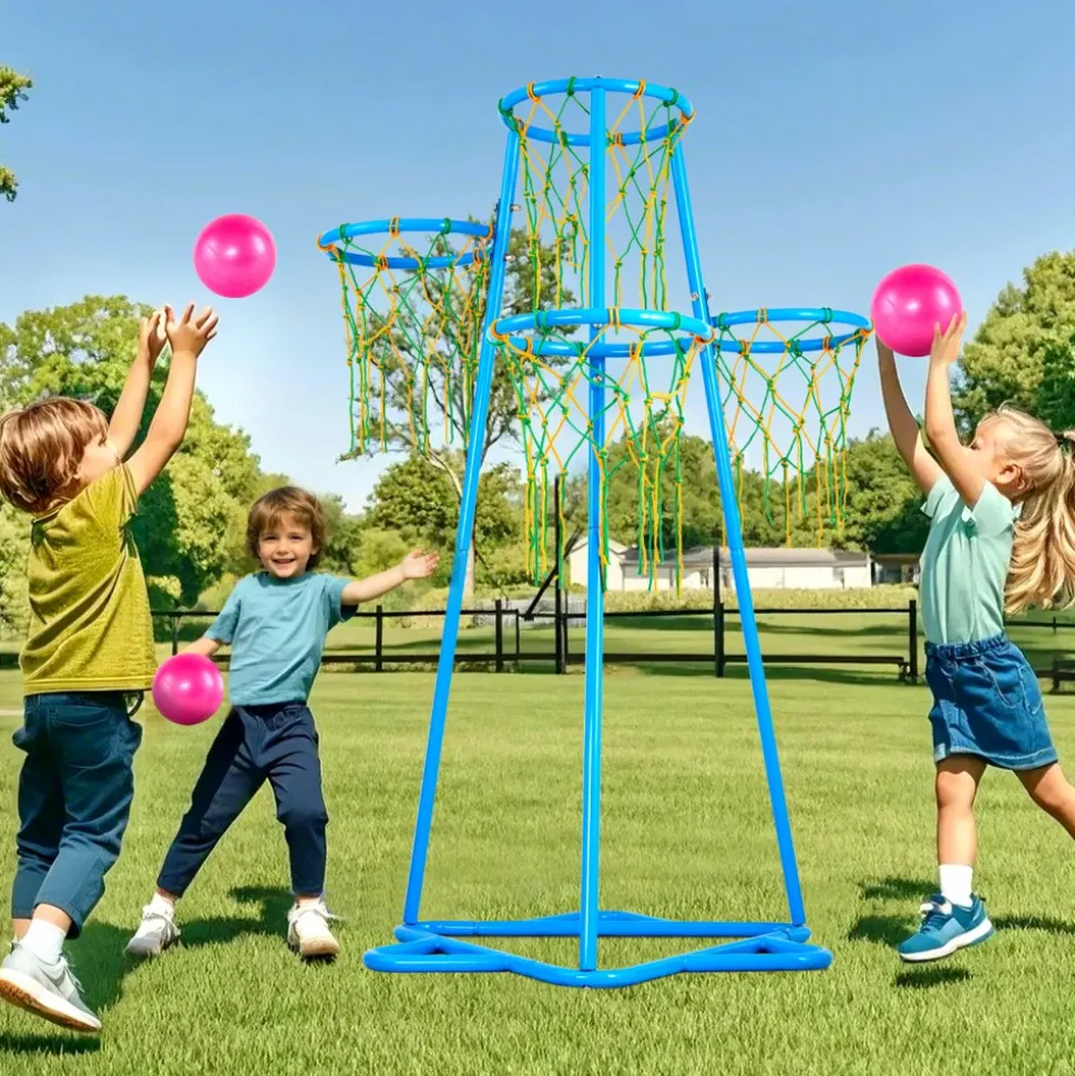 VEVOR Kids Basketball Hoop, 4-Hoop Child Basketball Hoops, Portable Basketball Stand with Adjustable Heights and 3 Balls, Indoor and Outdoor Basketball Toy Set for Children of All Ages, Boys & Girls