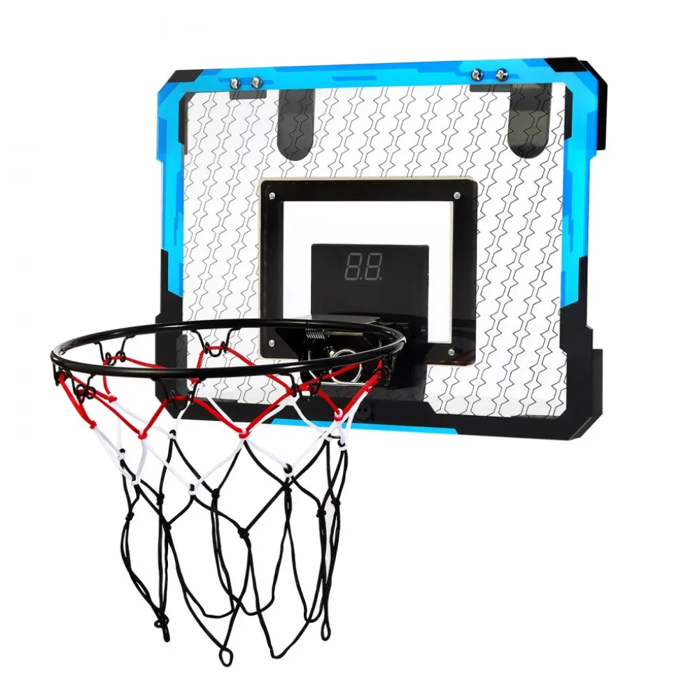 VEVOR Kids Basketball Hoop, Mini Basketball Goal with Electronic Scoreboard, Over The Door Basketball Hoop with Scoring & Music Accompaniment Functions, LED Light, Indoor Basketball Hoop for Kids 3+