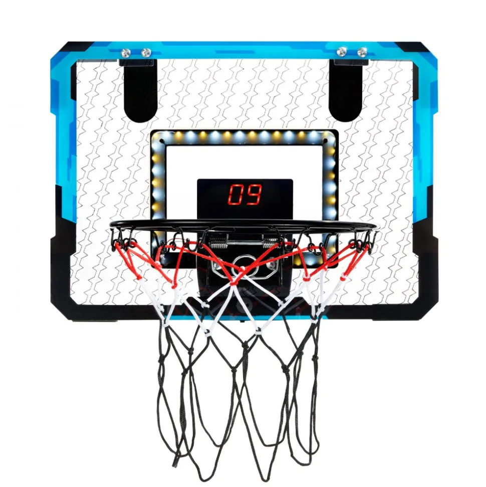 VEVOR Kids Basketball Hoop, Mini Basketball Goal with Electronic Scoreboard, Over The Door Basketball Hoop with Scoring & Music Accompaniment Functions, LED Light, Indoor Basketball Hoop for Kids 3+